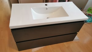 Waschtisch mit Unterschrank 60cm Alast Badmöbel Set Weiß Keramik Waschbecken mit Unterschrank MDF Softclose Kunden-Foto 1