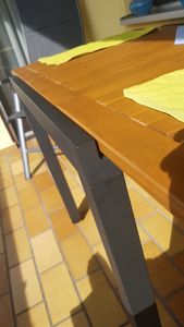 DEGAMO Gartentisch Balkontisch Ausziehtisch VICENZA 80/120x70cm, Aluminium anthrazit + Akazie geölt, ausziehbar Kunden-Foto 3