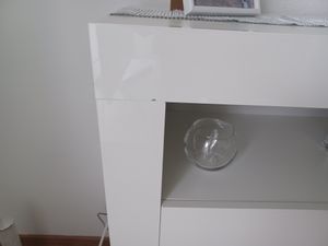 SONNI szafki do salonu komody z oświetleniem led biały wysoki połysk kredens z 3 drzwiami 116x35x93cm Zdjęcie produktu od klienta nr 7