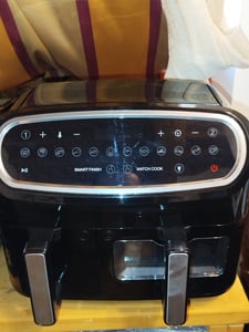 Doppelkammer Heißluftfritteuse 10L Airfryer mit Sichtfenster,LED Touch Screen,einstellbare Zeit/Temperatur Mini-Backofen Kompaktfriteusen Kunden-Foto 1