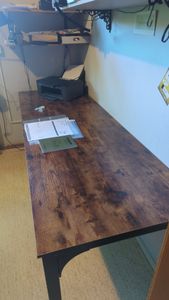 Tribesigns Schreibtisch Computertisch 200x70x 5 cm Doppelter langer Schreibtisch,PC Tisch Bürotisch Arbeitstisch Esstisch Büro-Möbel, Rustikales Braun Kunden-Foto 7
