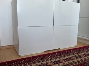 Idohome TV-Lowboard Angel 200 cm Weiß Hochglanz – Fernsehschrank, Wohnzimmer, TV-Schrank, Medienmöbel, Hängeschrank mit LED-Beleuchtung, Push-to-Open Kunden-Foto 1
