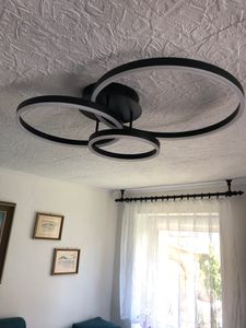 ZMH LED Deckenleuchte 59cm Dimmbar mit Fernbedienung 45W Deckenlampe 2 Ringen Innenleuchte für Wohnzimmer Schlafzimmer Küchen Arbeitszimmer Schwarz Kunden-Foto 1