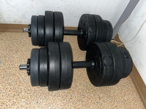 SONGMICS Hantelset, Hanteln mit Verbindungsstahlrohr, 2-in-1-Kurzhantel, 2 x 15 kg, Workout, Fitnesstraining, Gewichtheben für Zuhause Kunden-Foto 7