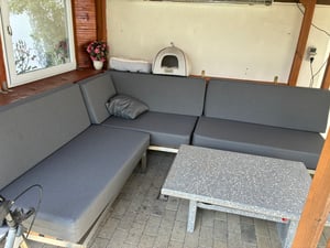 Pillows24 - Palettenkissen mit abnehmbarem Bezug - 8ER SET | Polster für Europaletten 120x80 Sofa - Wasserfest - Outdoor/Indoor | Dunkelgrau Kunden-Foto 1