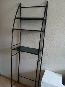 Badregale, Standregal mit 3 Haken, 3-Tiers Stahl Toilettenregal, WC-Regal, Metall Badezimmerregal, Aufbewahrungsregal, Waschmaschinenregal, 166*50cm, Schwarz Kunden-Foto 1