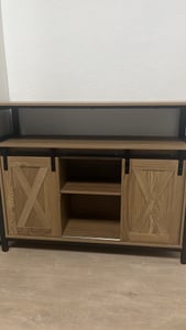 COSTWAY, aparador de madera, mueble auxiliar de cocina con 2 puertas correderas, armario de cocina, aparador buffet con estantes, mueble de almacenamiento, 100 x 33 x 80 cm Foto del cliente 5