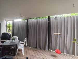 6 Stück Outdoor Vorhänge Gartenlauben Pavillon Balkon-Blickdicht Vorhänge Gardinen Verdunkelungsvorhänge mit Ösen, Vorhang Wasserdicht Mehltau beständig UVschutz (132*213cm, Dunkelgrau) Kunden-Foto 3