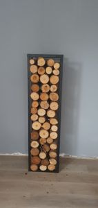 Kaminholzregal Täby Brennholzregal innen außen Metall 60 x 25 x 150 cm Holzunterstand Stapelhilfe für Feuerholz Holzlager Kaminholzständer Schwarz Kunden-Foto 1