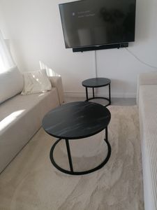 KAHOO Couchtisch Runder Kaffeetisch, 2tlg. mit Marmormuster, 70x45cm+50x40cm, Schwarz Kunden-Foto 4