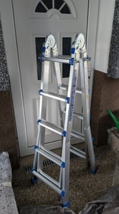 Jopassy Teleskopleiter Alu Leichtgewicht  4x5 Ebene Silber +multifunktion Multifunktionsleiter Mehrzweckleiter Ausziehbare Leiter 15 Stufe Stehleiter aus Hochwertigem Aluminium Belastbarkeit 150KG Kunden-Foto 1