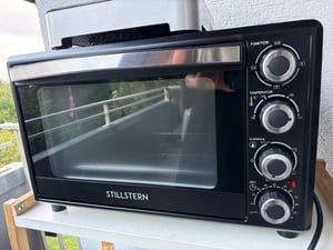 Stillstern Minibackofen mit Umluft 60L (DE Version) Pizza Ø40, CYCLONE PRO+ Antihaftbeschichtung, Auftauen, 2h Timer, Camping Mini Backofen Umluft Pizzaofen Mini Ofen klein Hähnchengrill mit Drehspieß Kunden-Foto 3
