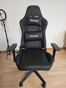 Adormii Gaming Stuhl Bürostuhl Schreibtischstuhl Ergonomischer Gaming Sessel mit Fußstütze und Lordosenstütze, Wippfunktion90°-170°, Schwarz Kunden-Foto 1