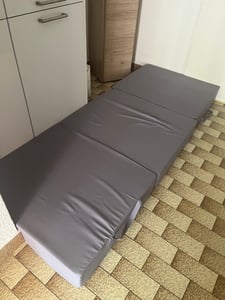 Materasso pieghevole ELONEO, materasso per ospiti, materasso pieghevole in 3 parti, schiuma extra spessa (15 cm), cubo per dischi intervertebrali, pieghevole, materasso pieghevole, (grigio) Foto del cliente 2