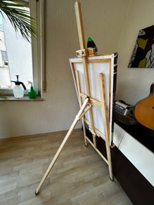 Staffelei Holz groß 175 cm - Leinwand Ständer Hochzeit Staffeleien Feldstaffelei höhenverstellbar Holzstaffelei für Kinder und Erwachsene Kiefernholz Kunden-Foto 2