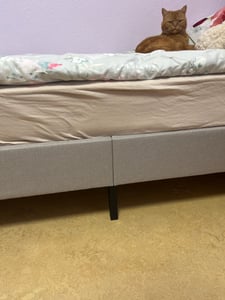 Flieks Polsterbett 180x200cm Doppelbett mit Lattenrost, Massivholzbett Jugendbett mit Verstellbarem Kopfteil, Gästebett Leinenstoff, Grau-Beige Kunden-Foto 5