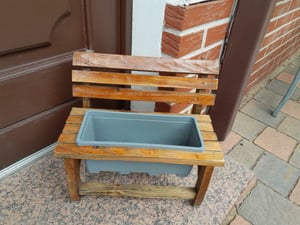 Deco lavička na kvety zo starého dreva - 58 cm - Malá lavička zo starého dreva Stojan na kvety Stojan na rastliny Fotografia od zákazníka č. 1