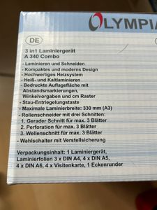 OLYMPIA A340 Combo 4 in 1 Laminiergerät bis zu DIN A3 inkl. Schneidegerät mit 3 Schneidearten + Eckenrunder und 100 Laminierfolien Kunden-Foto 1