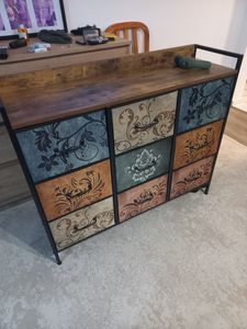 Mondeer Commode à tiroirs avec 8 tiroirs en tissu à fleurs,avec cadre métallique et tiroirs en tissu non tissé, style rétro 66.5x30x105.5cm Photo du client 1