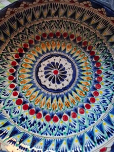 Lagan - Rischtan, tief, Keramik, Handarbeit, Muster MIX, Ø 34 cm Glasur Teller Handarbeit Oriental Usbekische Kunden-Foto 1