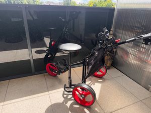 COSTWAY Golftrolley 3 Rad klappbar, Golfwagen mit Golf Scorer Zähler Halter und Becherhalter Grau Kunden-Foto 1