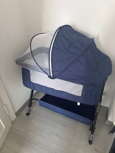 Beistellbett höhenverstellbar Babybett mit Rollen Moskitonetz 104x52x80-92cm cremefarben Kunden-Foto 1
