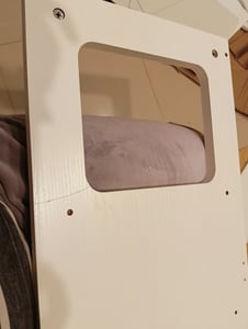 Mobile da bagno bianco con cassetti, da appoggio, per bagno in stile loft, con ripiani e ante Foto del cliente 1