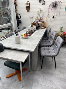DEULINE Esszimmerstühle Essstühle Samtbezug Polsterstuhl Stühle Esszimmer Stuhl Milano 4er-Set GRAU 521252 Kunden-Foto 2