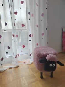 BELIANI Hocker für Kinder Holz Polyester Grau Schaf-Form Felloptik mit Stauraum Kinderzimmer Kunden-Foto 1