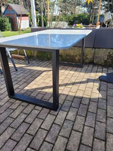 METALOPRO ETA Tischbeine Metall, Schwerlast Stahl Schreibtisch Beine, Tischkufen Schwarz und Schrauben, Bodenschoner, Trapez Tischgestell, Wohnzimmertisch – 180x70x72 cm Kunden-Foto 1