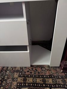 Dripex TV Lowboard Armoire d'angle Board Table TV Commode d'angle Blanc brillant avec éclairage LED Photo du client 1