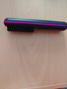 Glättbürste, Kabellose Heißluftbürste mit Negativ-Ionen,3 Temperaturstufen, 35W, Verbrühungsschutz,Tragbarer Haarglätter Bürste für schnelles Styling Kunden-Foto 2