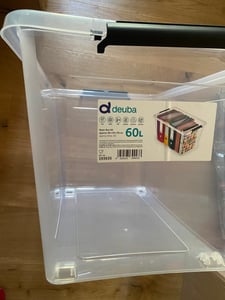 DEUBA® Aufbewahrungsboxen 6 x 60l mit Deckel und Rollen, stapelbar, transparent Kunststoff BPA-frei Klickverschluss, RB60 für Büro, Garage, Waschraum Kunden-Foto 2