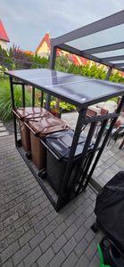Stojak na drewno opałowe na zewnątrz metalowy ZINCED z dachem i plandeką 188x70x188 3t Schowek na drewno opałowe z pokrywą Regał Stelaż kominkowe Zdjęcie produktu od klienta nr 1