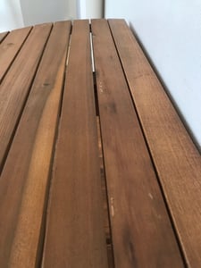Klappbarer Beistelltisch halbrund aus Akazienholz, ca. 60 x 34,5 x 71  cm Kunden-Foto 3