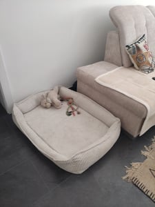 Orthopädisches Premium Hundebett mit Egg Foam, Hundesofa, Hundekissen, waschbar, flauschig, Bezug abnehmbar, waschbar, 89 x 63 x 17 cm, Helllgrau (XL) Kunden-Foto 2