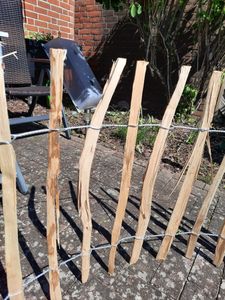 Staketenzaun in 26 Größen - Holzzaun aus Haselnuss - Gartenzaun Holz Höhen 50 cm - 150 cm Länge 5/10 Meter - Kastanienzaun für Garten (90cm x 5m) Kunden-Foto 8