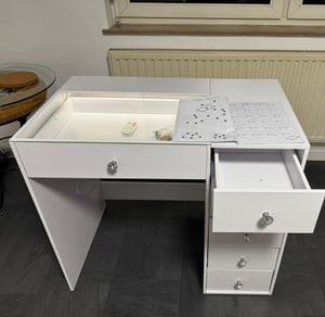 VANITII Schminktafel met verlichting, LED, 6 lades, wit, 92 x 55 x 81 cm Klantenfoto 3