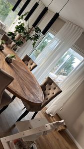 Flieks Esszimmerstuhl 6er Set, Küchenstühle mit Hoher Rückenlehne und Massivholzbeine, Samt Wohnzimmerstuhl Essstuhl Polsterstuhl Esstischstuhl, Beige Kunden-Foto 1