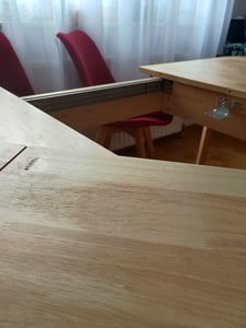 Mesa de comedor extensible, de 120 a 160 cm, fabricada en madera maciza - SOLINE Foto del cliente 1
