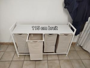 VASAGLE Wäschekorb 3 Fächer, mit Ablage, ausziehbar abnehmbar, 3 x 38 L, Schwarz Kunden-Foto 1