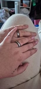 viva-adorno Gr. 60 (19,1 mm Ø) Damen & Herren Edelstahl Ring Partnerring Verlobungsring matt gebürstete Mitte RS57,Schwarz mit Silber matt, Kunden-Foto 1