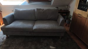 HOMCOM Zweisitzer Sofa, dicke Polsterung, Federkissen, tiefer Sitz, Creme Kunden-Foto 1