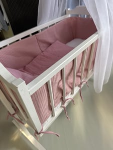 Baby-Delux Wiegenset Bettwäsche Set 6-tlg Waffelpique für Babywiege Bärchen Beige (ohne Wiege) Kunden-Foto 2