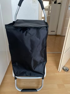 43,5 L Aluminium Einkaufstrolley klappbar – wasserabweisender Einkaufswagen mit 2 Rädern, faltbare Einkaufstasche – Schwarz Kunden-Foto 2