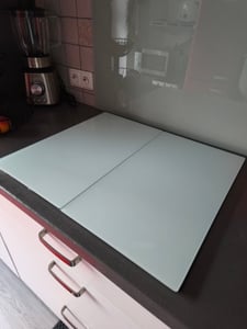 Herdabdeckplatten Glaskeramikkochfeld-Abdeckung Spritzschutz Glas Set 2x30x52 Weiß Kunden-Foto 1