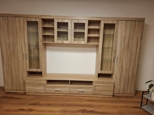 TOP Wohnwand Paris Anbauwand Wohnkombi Wohnzimmer MDF Weiss + Sonoma Eiche matt Kunden-Foto 1