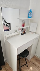 VASAGLE Schminktisch,  mit Spiegel, Aufbewahrungsfach, 1 Schublade, 2 Ablagen Kunden-Foto 2