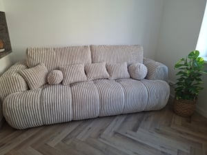 Schlafsofa COTONN – Sofa mit Schlaffunktion, Bettkasten und Kissen, 256 × 119 cm Kunden-Foto 2