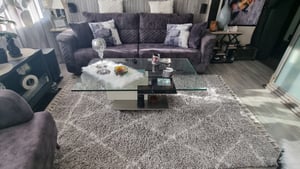 Paco Home Teppich Wohnzimmer Hochflor Skandinavisches Design Rauten Geometrisch Fransen 160x230 cm Kunden-Foto 1